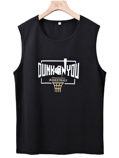 

men basketball & letter graphic tank v9ey#, White;black