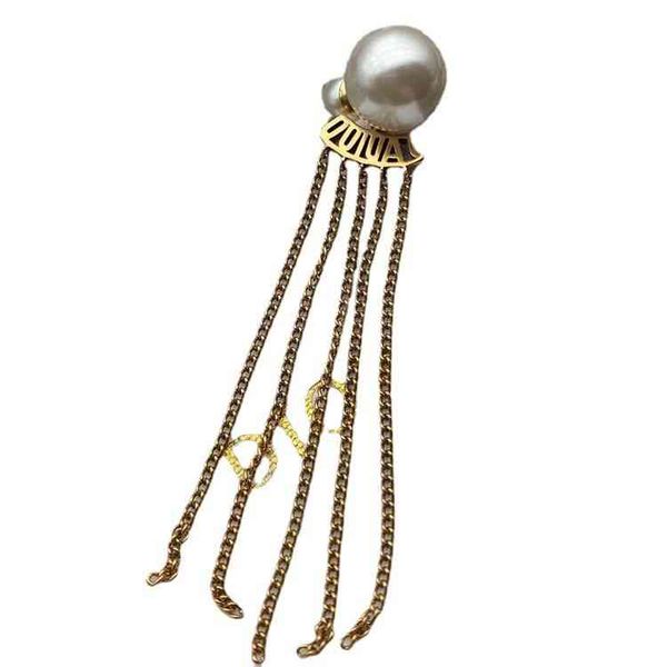 

alphabet size pearl tassel long women's earrings alphabet hanging feeling, Black
