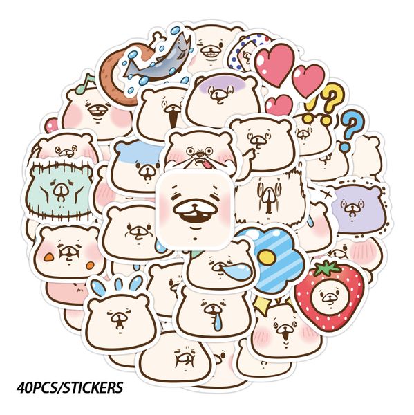 

40pcs lot cute bear car stickers pack for suitcase fridge guitar lapdiy phone case decals waterproof