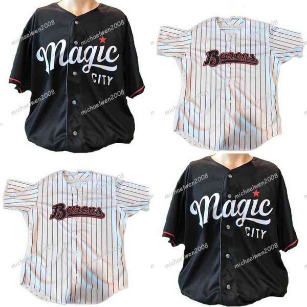 

mens birmingham barons white black custom double stitched shirts baseball jerseys high-quality