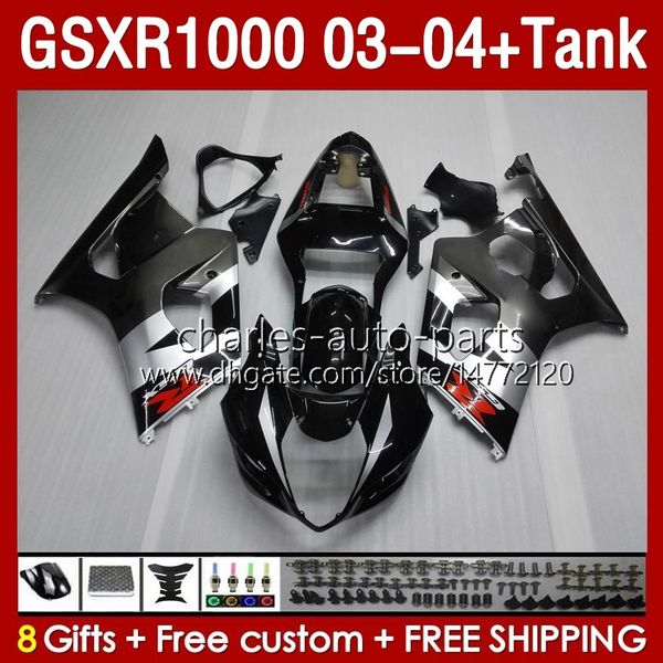OEM Verkleidungstank für Suzuki GSXR-1000 K 3 GSX R1000 GSXR 1000 CC schwarz grau blk 03–04 Körper 147 Nr. 7 1000CC GSXR1000 K3 03 04 GSX-R1000 2003 2004 Spritzguss-Verkleidungsset