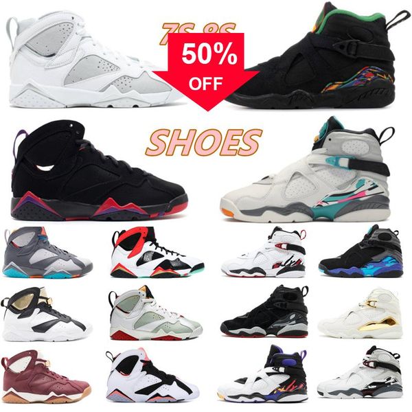 

2022 fashion 7s 8s mens basketball shoes 7 multi -color chile red unc bordeaux z mist flint oregon ducks white aqua raid 8 trainers, Black