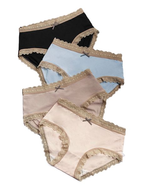 

4pack contrast lace panty s8tr#, Black;red