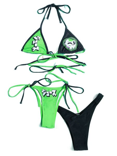 

romwe x ilustrata anime cartoon graphic bikini swimsuit c9w2#, White;black