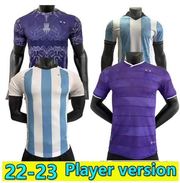 Jerseys de futebol Jersey Argentina Player versão para casa 200th di Maria dybala futebol camisa Aguero Maradona Montiel Martinez