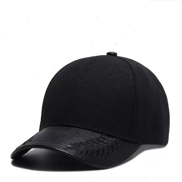 PU Bordado de couro Bordado Baseball Capinha de Wheat Head Sport Hat Hip Hop Street Caps Men Fashion Black Snapback Gorras