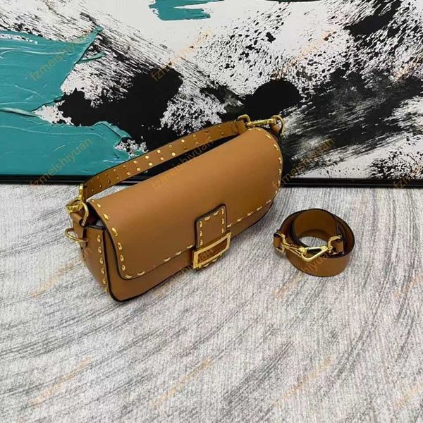 

super a quality hardware f house rivet baguette bag fashion portable messenger dual-use flip underarm bags