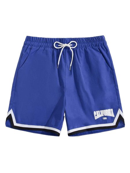 

romwe guys letter striped trim shorts n7zz#, White;black