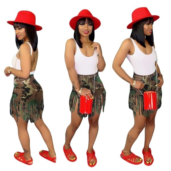 

wjustforu 8 color fashion tassel denim shorts for women summer casual camouflage jeans shorts femme bodycon short jeans y200822, White;black