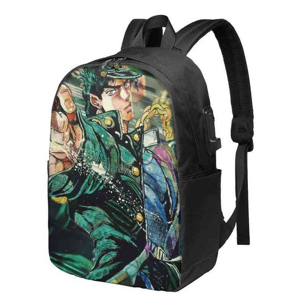 

casual usb backpacks men women cartoon backpack teenage lapschool bags bizarre adventure durable knapsack aa220316