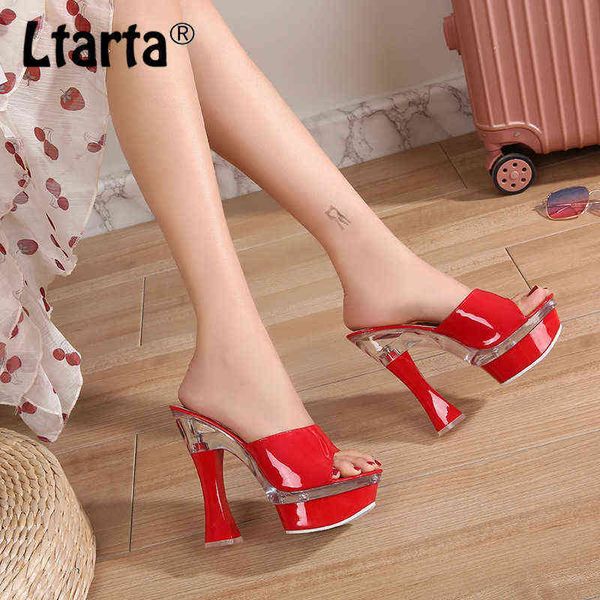 Sandali Ltarta 14 cm Elevato tacco a tacco alto Pendio Sandali Pantofole Donne Summer Acqua Anti Slip Thick Bottom Sexy Joker Scarpe LFD 220318