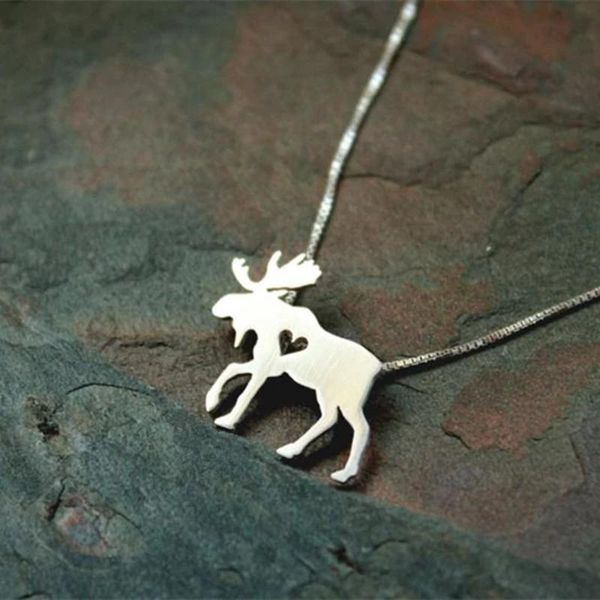 

pendant necklaces simple silver colour little moose necklace charm female heart-shaped girl bohemian accessoriespendant