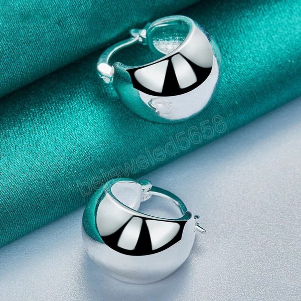 

925 sterling silver smooth egg shape hoop earrings cute romantic jewelry for women wedding party gift, Golden;silver