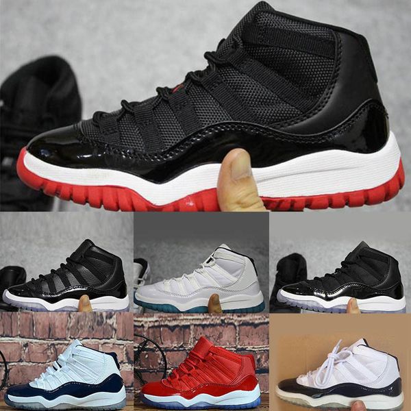 

shoes kids 11 space jam bred concords youth fashion boys basketball sneakers children boy girl kid 11s white pink gray suede toddlers