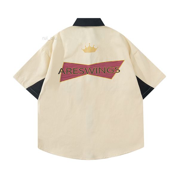 

summer mens streetwwear shirts short sleeve oversized casual couple loose hawaii shirt, White;black