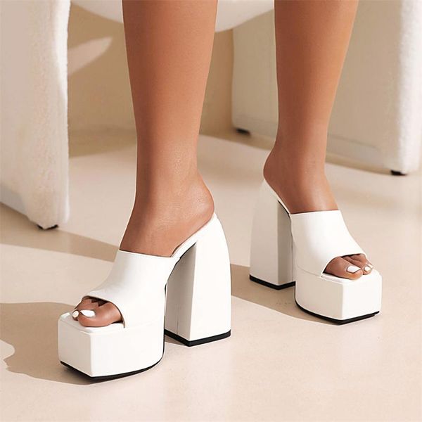 Plataforma de sandálias para mulheres de moda aberta salto robusto de dedo grossa super alta qualidade de luxo em sapatos mula woman 2022 comfysandals da moda