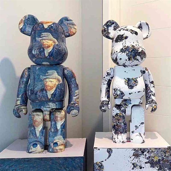 

violence bear brick building block 400% van gogh starry sky mountain base living room large decoration hand-made doll242c