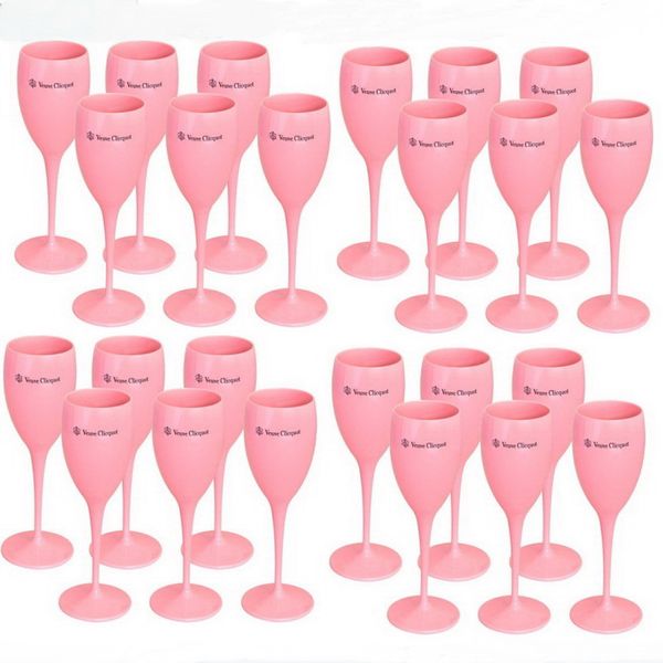 Akrilik Veuve Pembe Turuncu Şampanya Flütleri Toptan Parti Şarap Gözlükleri Akrilik
