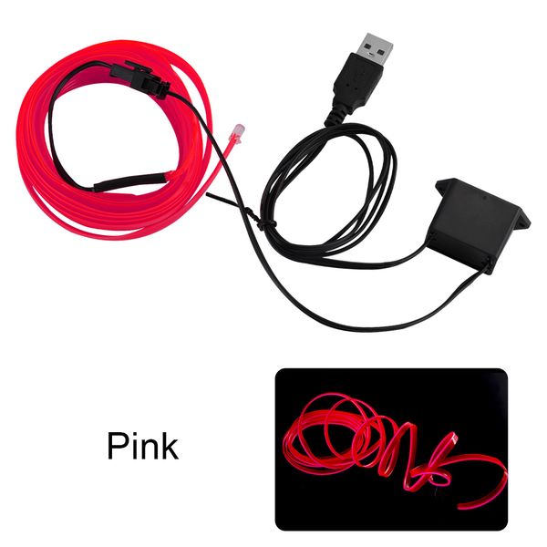 

3m car interior lighting strips auto led strip garland el wire rope car decoration neon led lamp flexible rope tube