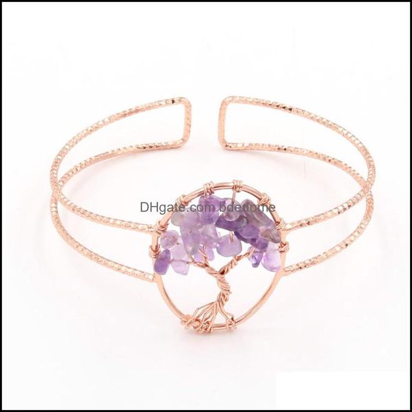 

other bracelets jewelry 10 pcs tree of life bracelet amethyst stone open bangle for gift red carnelian rose gold plated jewe dhwld, Golden;silver