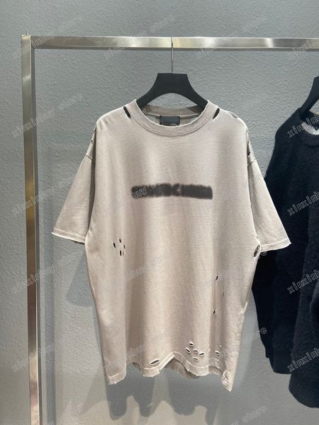 22Ss Männer Frauen Designer T-Shirt Tee Spray Lackbucher Paris Kurzarm Crew Neck Streetwear Schwarz weiß grau Xinxinbuy XS-L