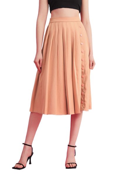 

x sterralda osias button front pleated skirt 24ow#, Black