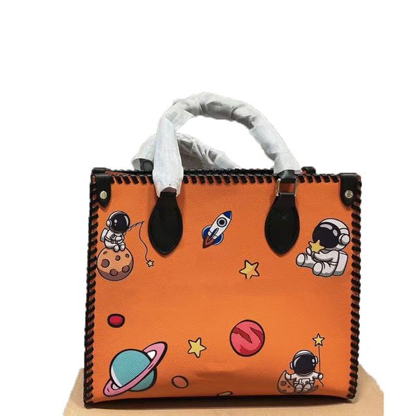 

new designer astronaut cartoon handbags women handbags tote bag luxury design fashion large duplex printing different style bags