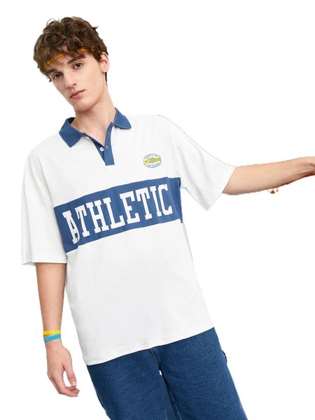 

men letter graphic polo shirt o0ow#, White;black