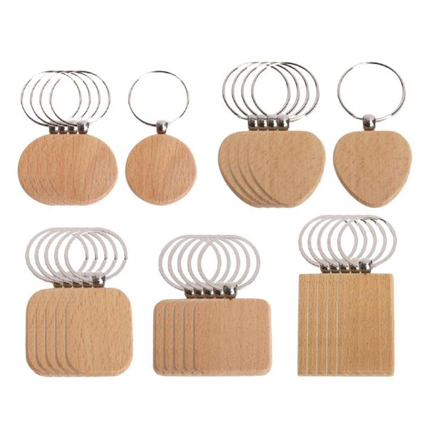 Schlüsselanhänger, 25 Stück, blanko, rund, rechteckig, Holzkette, Schlüsselanhänger für Autoringe, zum Aufhängen, DIY-Anhänger, Holz-Herz-Schlüsselanhänger, Schmuckherstellung