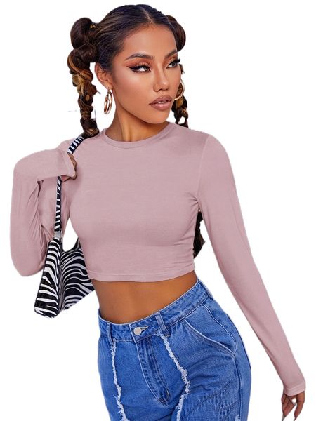 

solid slim crop tee q0qh#, White