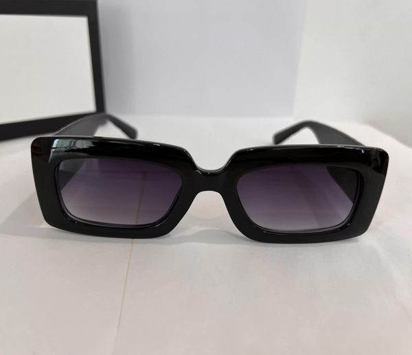 

2022 sunglasses 0811s black rectangular frames gray gradient lens 53mm fashion sunglasses woman goggle beach sun glasses uv400 1pcs box, White;black