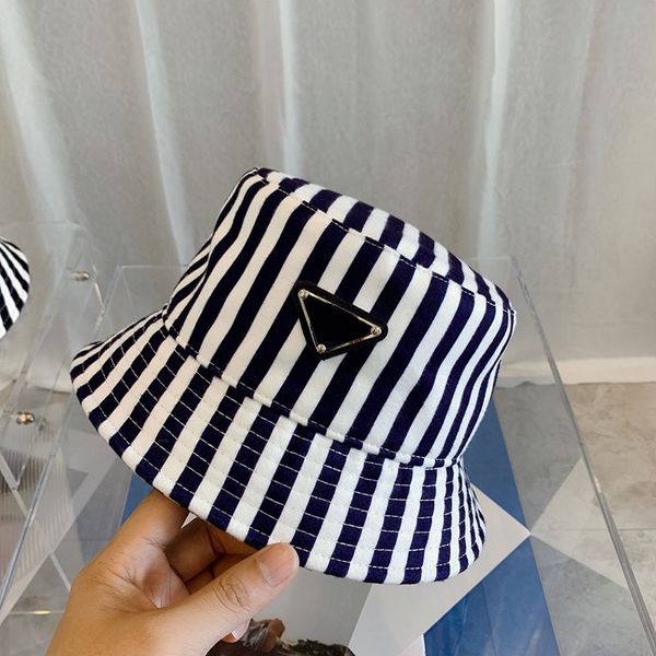 

black white stripes bucket hat couples casquette caps luxury triangle fashion designer hats for women men fitted p cap casquettes d2109 xucb, Yellow