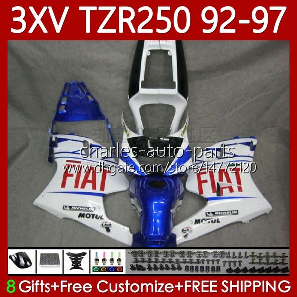 Corpo 3XV per YAMAHA TZR-250 YPVS TZR250R Bianco blu 1992 1993 1994 1995 1996 1997 Carrozzeria 117No.81 TZR250-R TZR250RR 92-97 TZR 250 TZR250 R RR 92 93 94 95 96 97 Carenatura