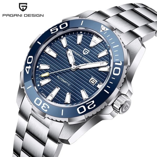 

hbp pagani new mechanical watch sapphire nh35a automatic water resistant 10bar stainless steel men's geneva watch 220712, Slivery;brown