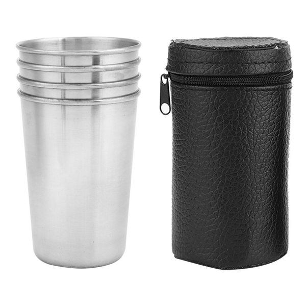 

4pcs portable stainless steel cups set for outdoor camping travel tumblers