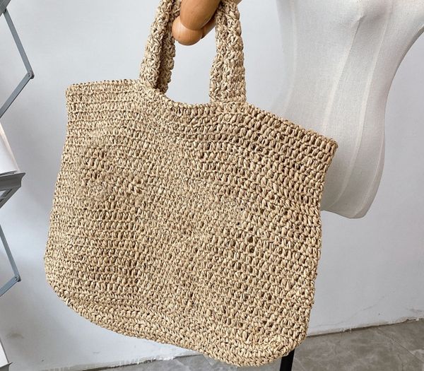 

large capacity handmade straw woven design shopping bag beach bag fashion retro luxury handbag female designer bags