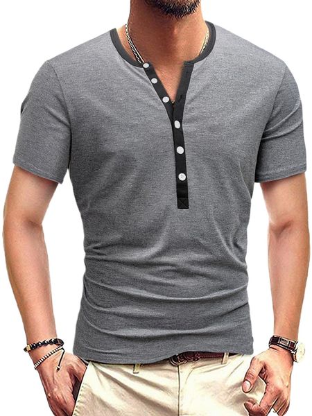 

men half button tee q1gw#, White;black