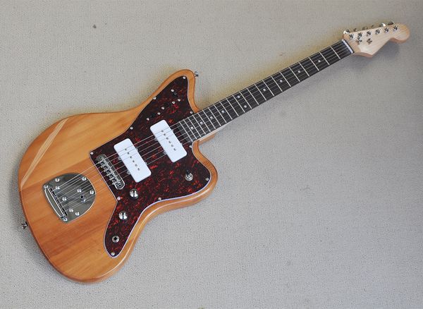 

natural wood color electric guitar with rosewood fretboard