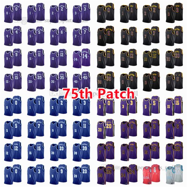 

printed 75th patch city basketball jerseys westbrook james davis horton-tucker nunn ellington ariza howard anthony bazemore monk reaves john, Black;red