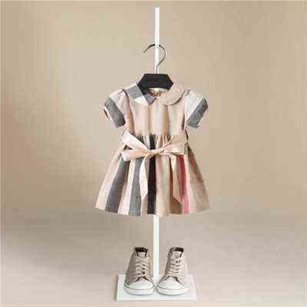

cotton plaid dress for baby girlsshort sleeves infant kids dress girl princess 1st birthday party clothes summer gift g220506, Red;yellow
