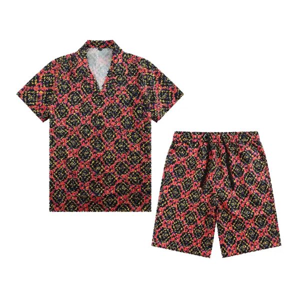 

mens summer designer bowling shirts outdoor shorts sets fashion floral hawaii print shirt men casual trousers board beach short pants -3xl, White;black