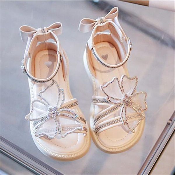 

new style children girl sandals summer bow rhinestone princess shoes soft -bottom kids baby open toe sandal, Black;red