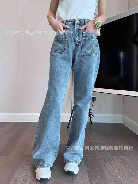 

women's jeans xiaoxiang spring double enzyme washing water versatile hip lifting wide leg jeans women's pants stall, Blue