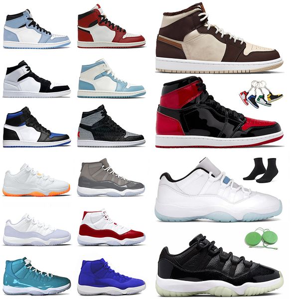 

classic 1 men women basketball shoes 11 jumpman newstalgia 1s college grey mid university blue 11s pure violet low 72-10 cool grey sports tr, White;red