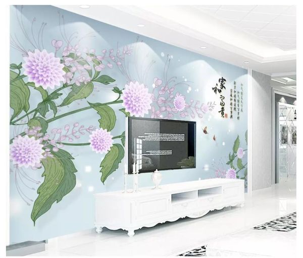 Benutzerdefinierte tapete moderne chinesische stil einfache hause und reichtummall frische blumen für wohnzimmer schlafzimmer hintergrund wand