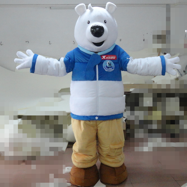 

mascot doll costume big white bear mascot costume suits party game fancy dress outfits advertising promotion carnival halloween adults size, Red;yellow