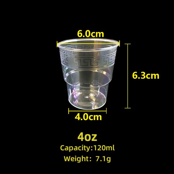 

4 oz 120ml disposable hard material aviation crystal ps cup can be customized printing large quantity and lower price