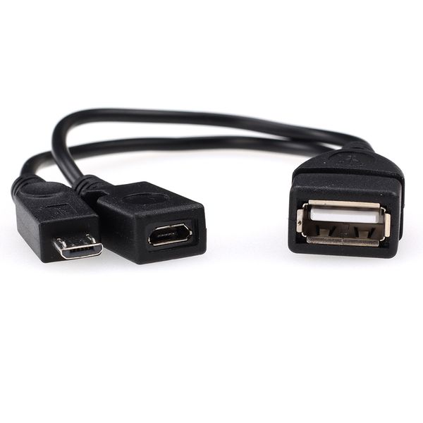 Adattatore per connettore OTG 2 in 1 Micro USB Host Power Y Splitter a Micro 5 pin maschio femmina cavo per accessori per telefoni Android