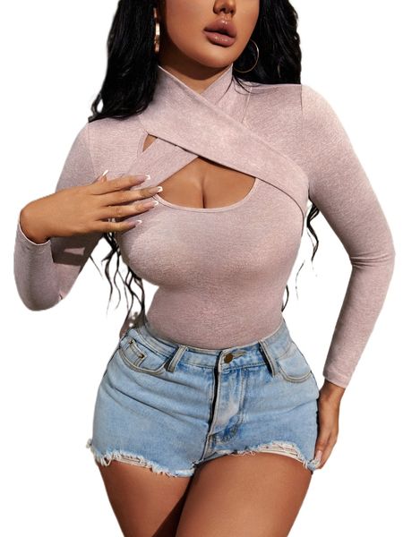 

sxy cut out crossover front tee 822k#, White