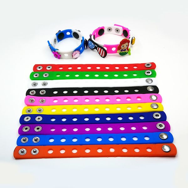 

moq 200pcs wholesale optional 17 colors 18cm soft silicone wristlets bracelets wristbands fit with croc jibz charms shoe accessories kids gi, White;pink